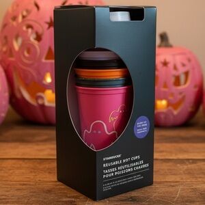 Starbucks Halloween Reusable Cups Set - Pink, Orange, Black